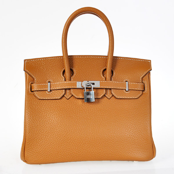 H25LSCS Hermes Birkin 25CM pelle Clemence in cammello con Silver